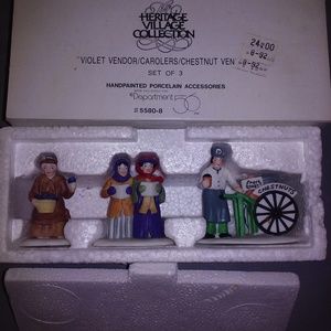 Dickens' Village Violet Vendor/Carolers/Chestnut Vendor - Set of 3